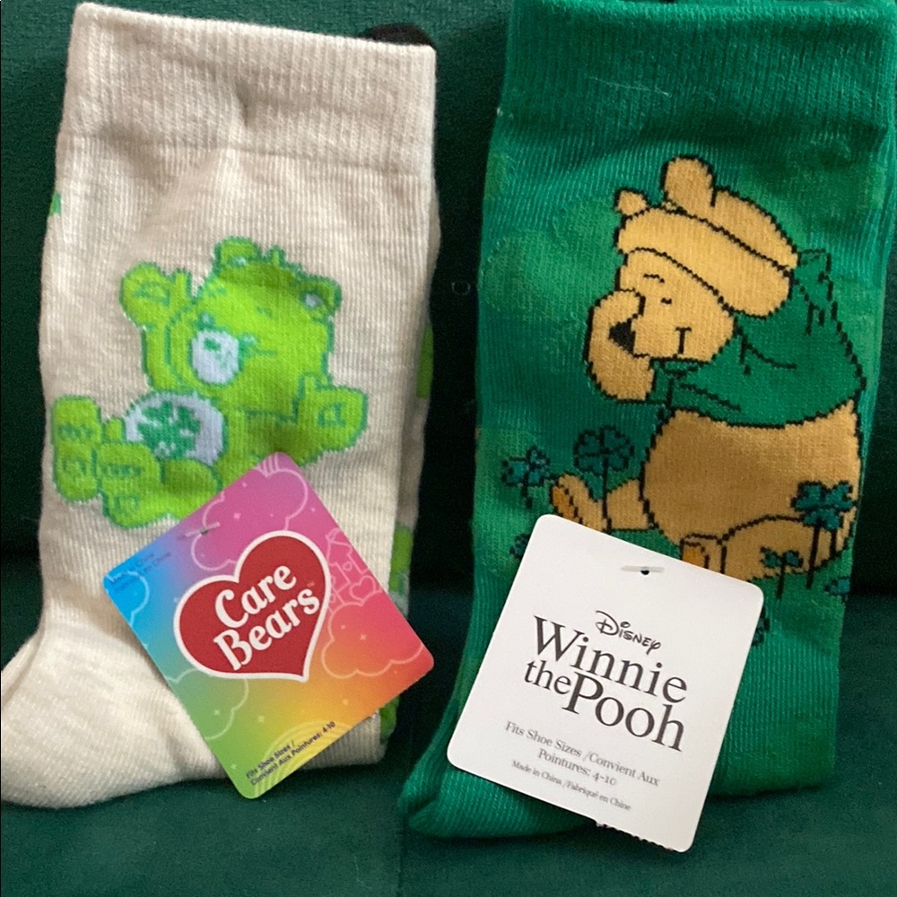 Care Bears Green and White Socks